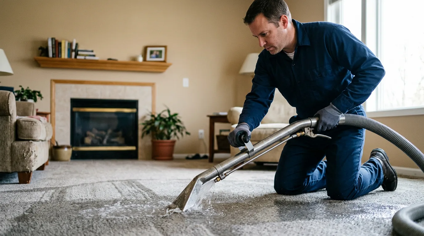 Water damage restoration technician working near Jet, OK